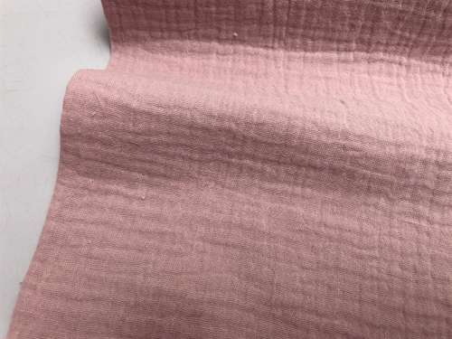 Fastvævet - florlet dobbelt gauze i pudder rosa, gots